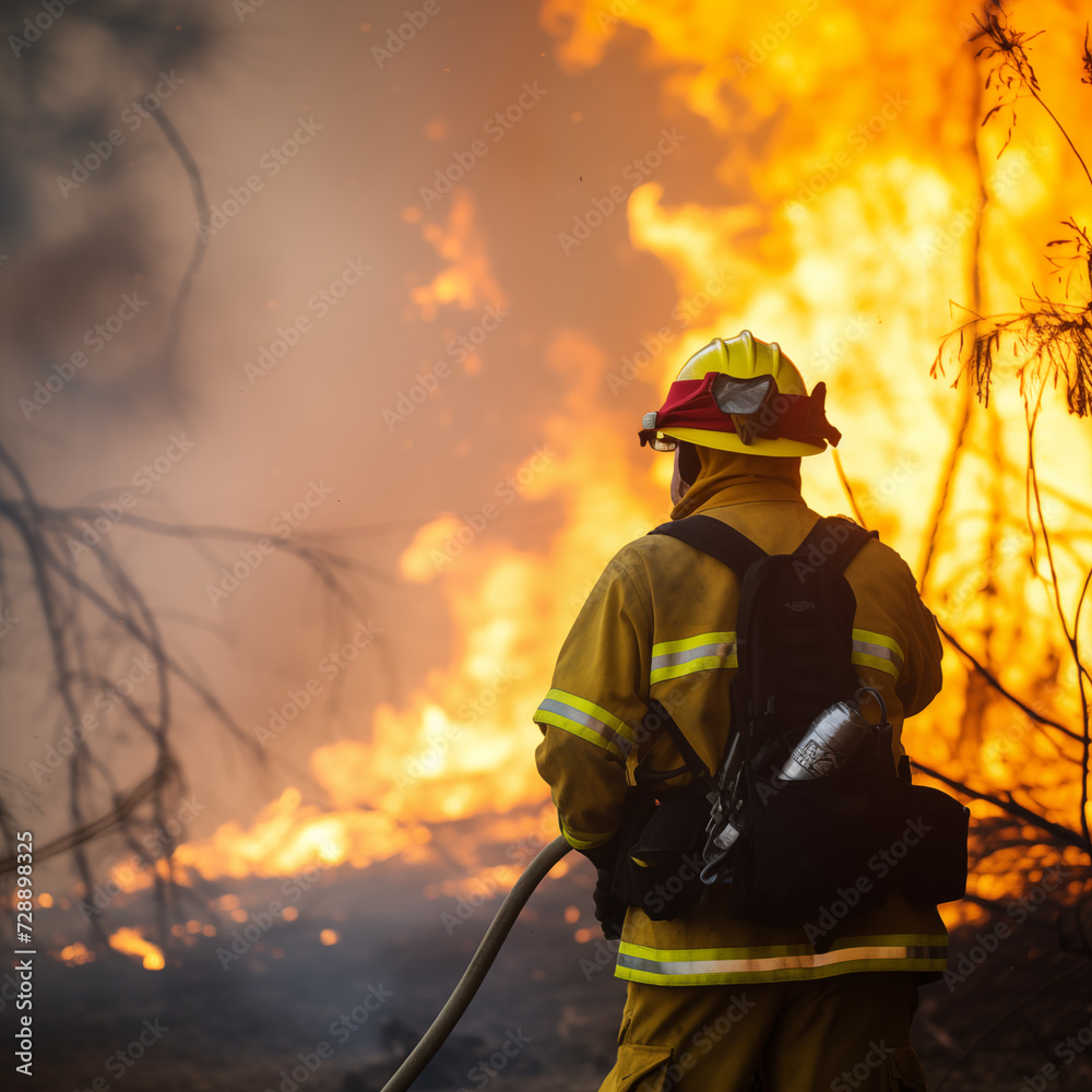 Naklejka premium fireman in action