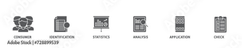 Kyc banner web icon illustration concept with icon of analysis, check, application, statistics, identification, consumer icon live stroke and easy to edit 