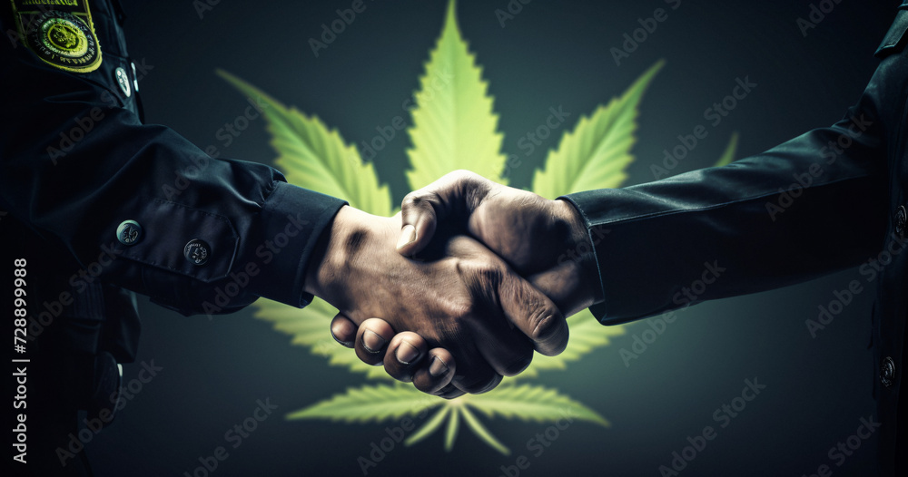 handshake drug herb, drug deal, corruption drugs, deal cannabis - obrazy, fototapety, plakaty 