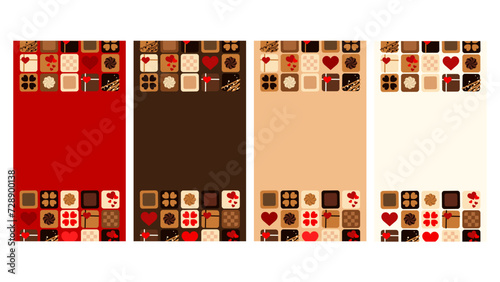 縦型16:9、バレンタイン風トリュフチョコレートのイラスト背景