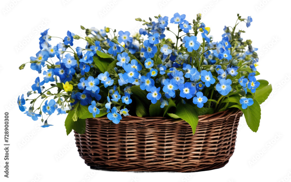 Basketful of Forget-Me-Nots isolated on transparent Background