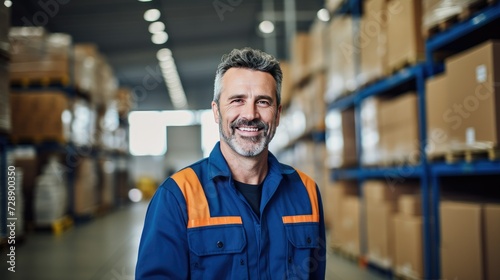 Smiling warehouse manager in a warehouse