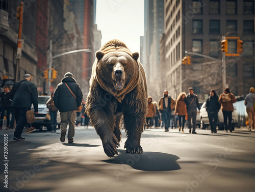 Bear walking in the city