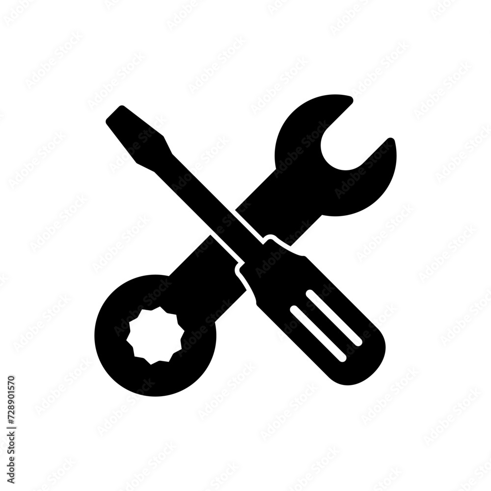 Repair tools icon vector. tool icon vector. setting icon vector. Wrench and screwdriver. support, Service Repair tools icon vector. tool icon vector. setting icon vector. Wrench and screwdriver. support, Service