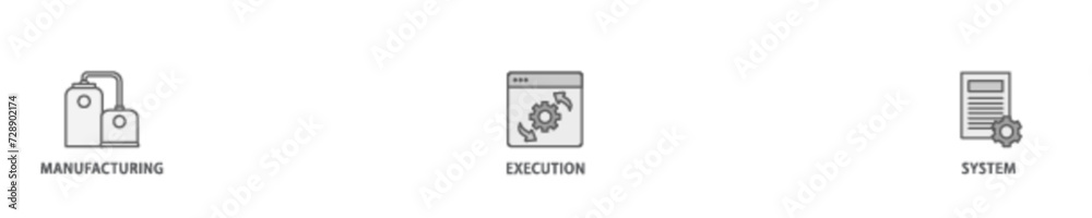 Mes banner web icon illustration concept with icon of factory, service, automation, operation, production, distribution, management, structure, and analysis icon live stroke and easy to edit Mes banner web icon illustration concept with icon of factory, service, automation, operation, production, distribution, management, structure, and analysis icon live stroke and easy to edit
