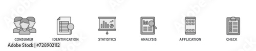 Kyc banner web icon illustration concept with icon of analysis, check, application, statistics, identification, consumer icon live stroke and easy to edit 