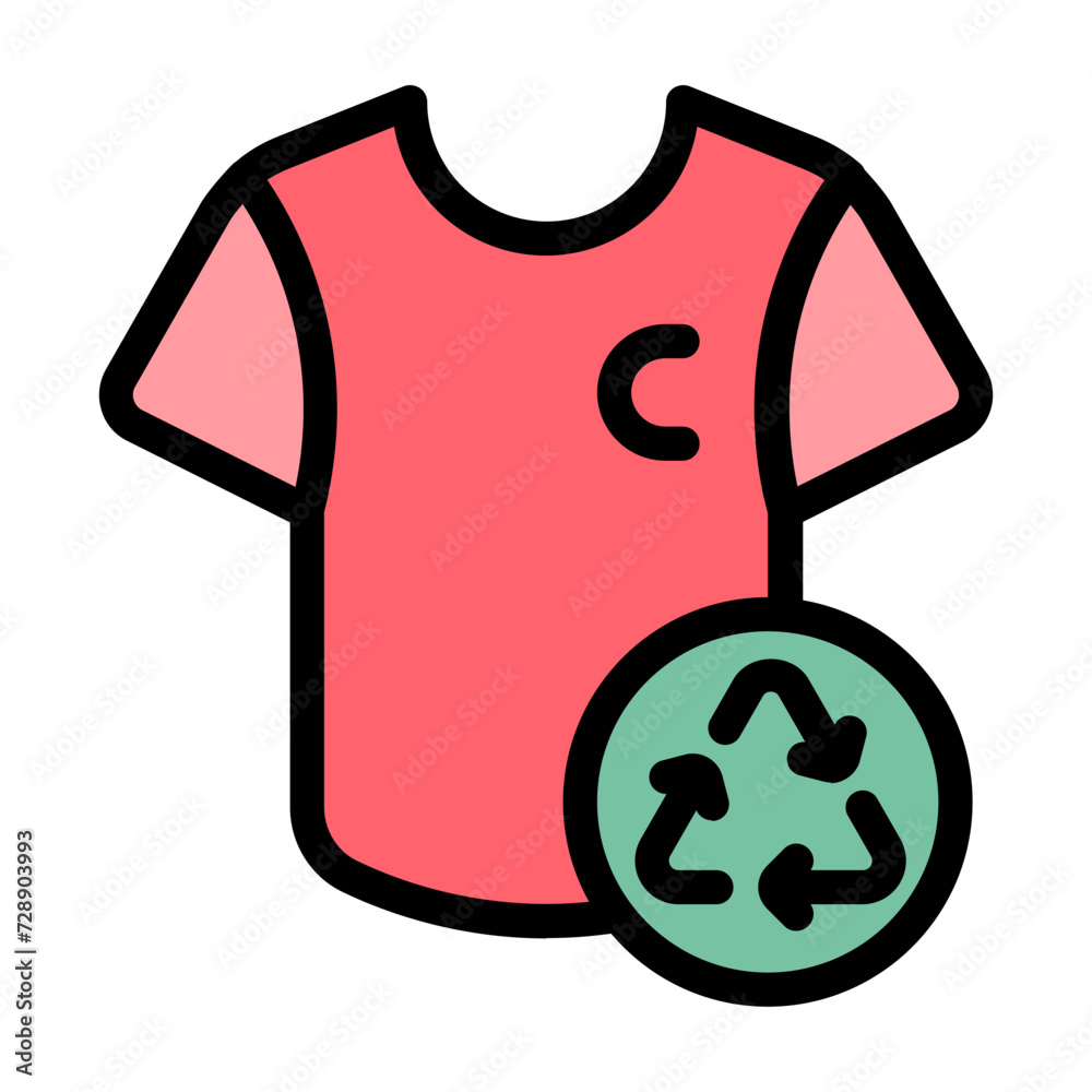 Recycle thrift shirt icon with flat color and outline style Recycle thrift shirt icon with flat color and outline style