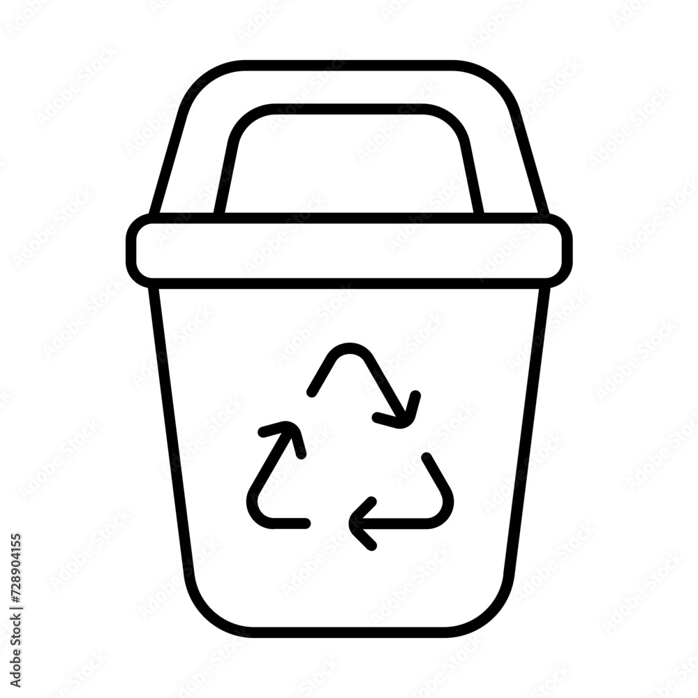 Trash recycle bin icon with thin line style Trash recycle bin icon with thin line style
