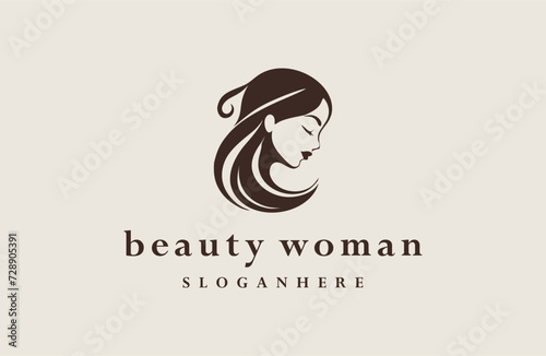 Woman logo style icon design template flat vector