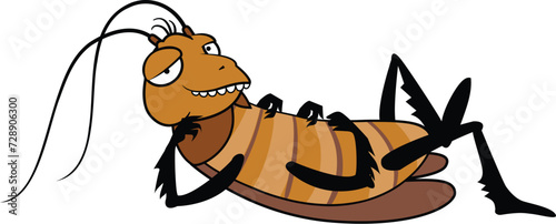 Funny cute cockroach icon cartoon vector. Creepy scared. Animal bug photo