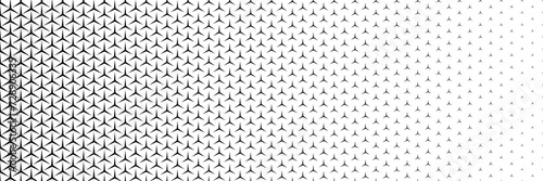 Horizontal gradient of black and white triangle halftone texture vector illustration black and white dot background. © Chanon