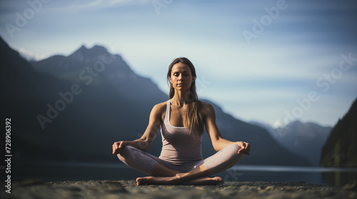 Beautiful woman doing yoga outdoor