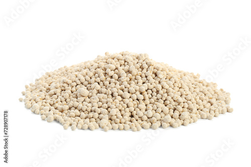 Pile of granular fertilizer isolated on white background