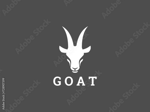 goat logo vector illustration. goat head silhouette logo template photo