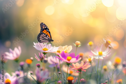 Butterfly on a spring meadow. Background with selective focus and copy space © top images