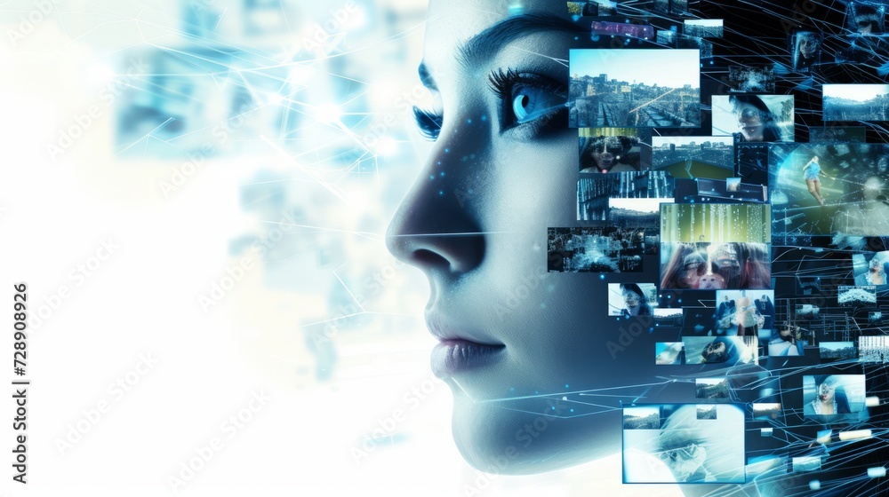 An image of a woman's face created using artificial intelligence technology An image of a woman's face created using artificial intelligence technology