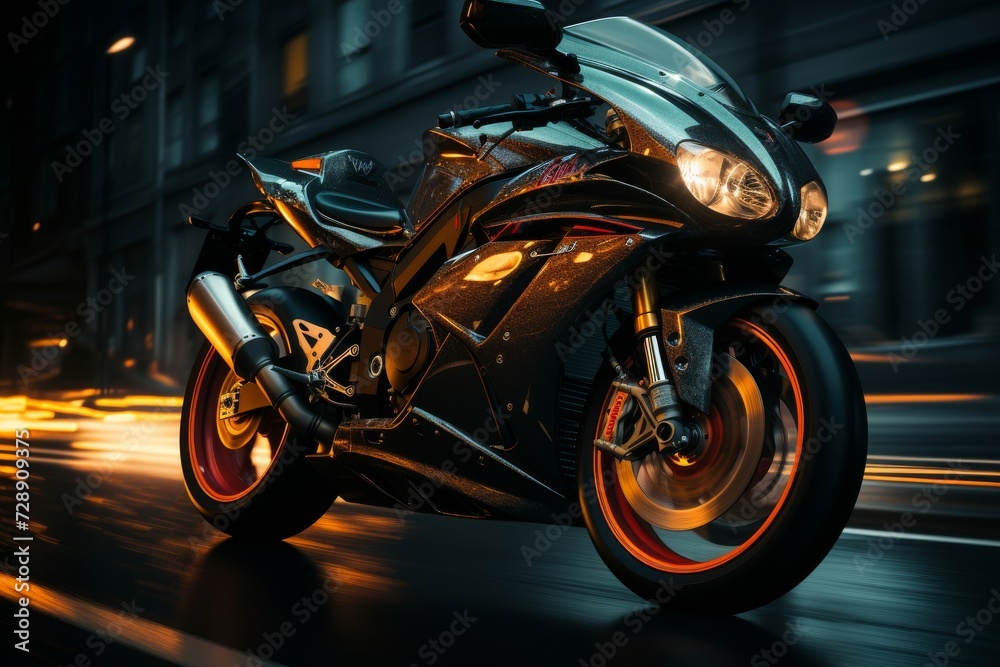 High-speed bike through an urban highway with intense motion blur High-speed bike through an urban highway with intense motion blur