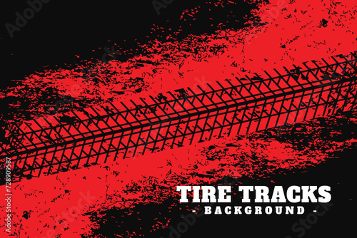 Vector Tire Track on orange Background. Grunge Tire Track.