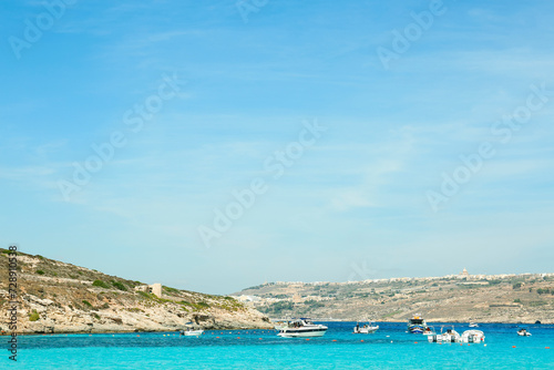 Turquoise blue lagoon with ...