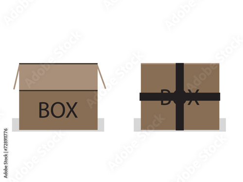 cardboard box with sign