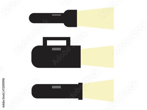 Vector set of black flashlights