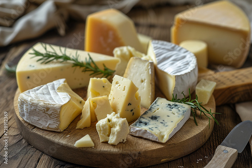 tray of assorted cheese with a garnish of Rosemary