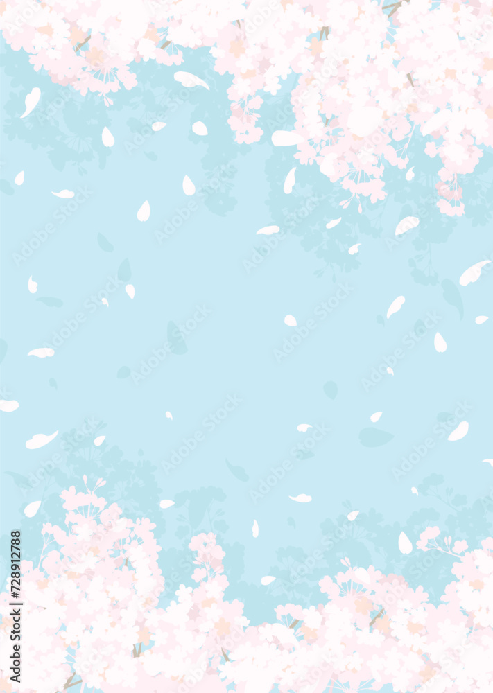 ふわふわした桜と青空 ふわふわした桜と青空