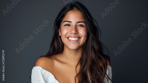beautiful latin woman smiling with nice teeth