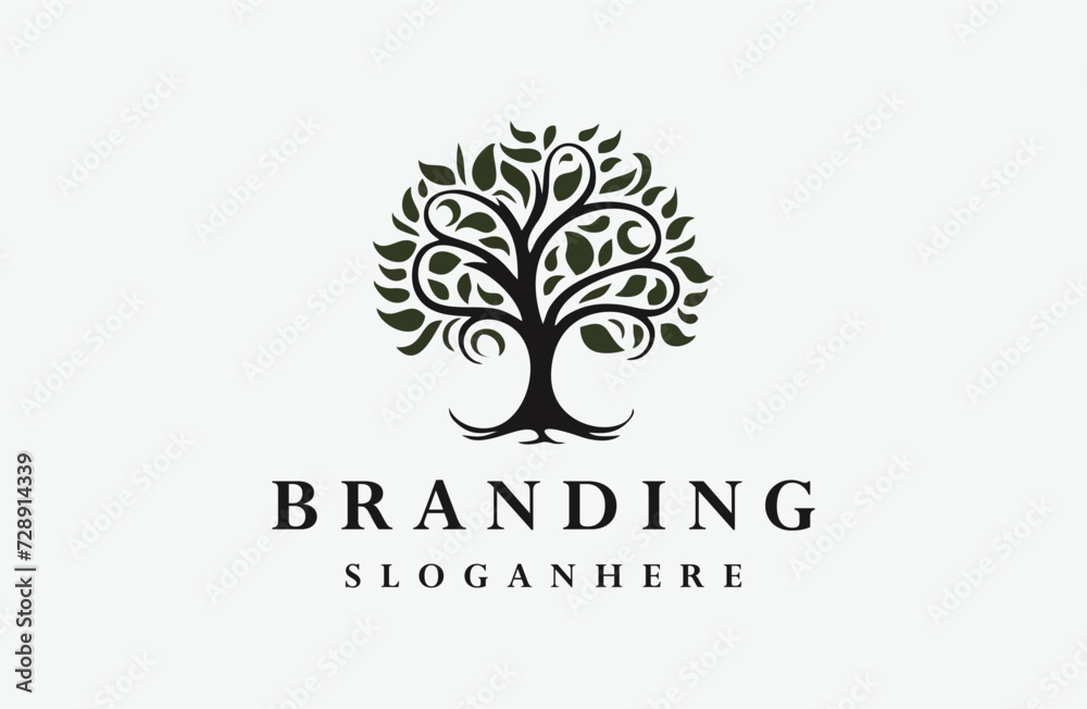 Obraz premium Tree logo style icon design template flat vector