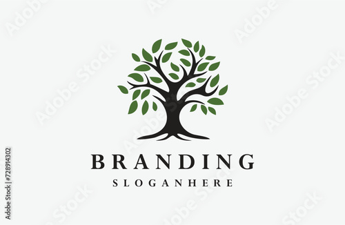 Tree logo style icon design template flat vector