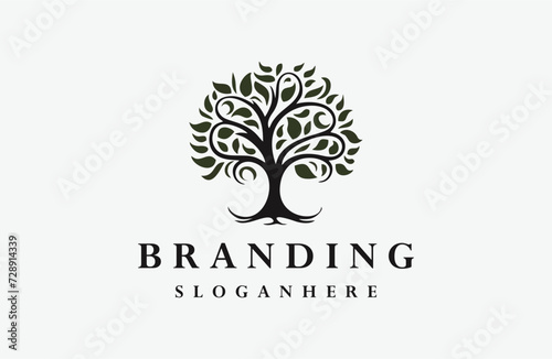 Tree logo style icon design template flat vector