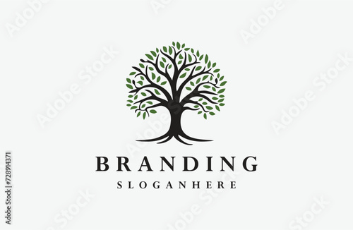 Tree logo style icon design template flat vector