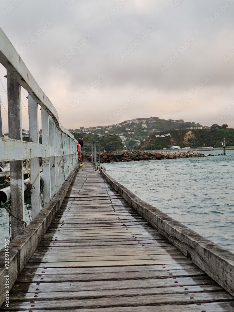 Walking the wharf in a storm