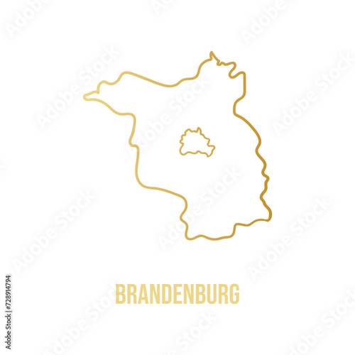 Brandenburg State Map, Minimal Contour with Gold Gradient, Germany Region