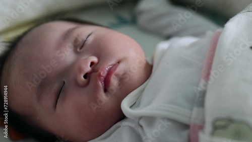 Wallpaper Mural Close-up head shot of 2 month old new born baby girl in sleeping. Concept of children,baby, parenthood, childhood, life, maternity, motherhood Torontodigital.ca