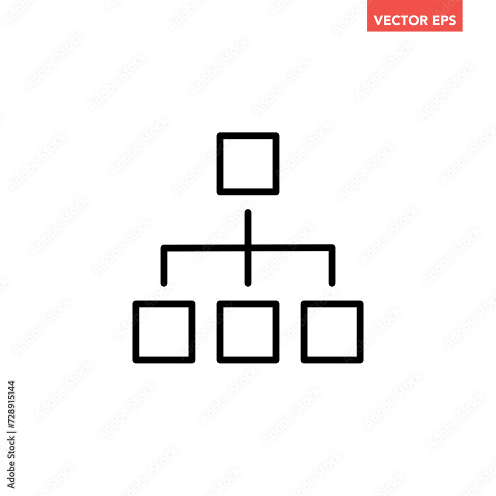 Black single org hierarchy line icon, simple team management flat design vector pictogram, infographic interface elements for app logo web button ui ux isolated on white background Black single org hierarchy line icon, simple team management flat design vector pictogram, infographic interface elements for app logo web button ui ux isolated on white background