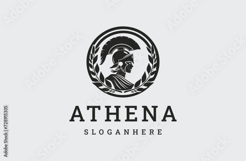 Goddess greek athena logo icon design template.