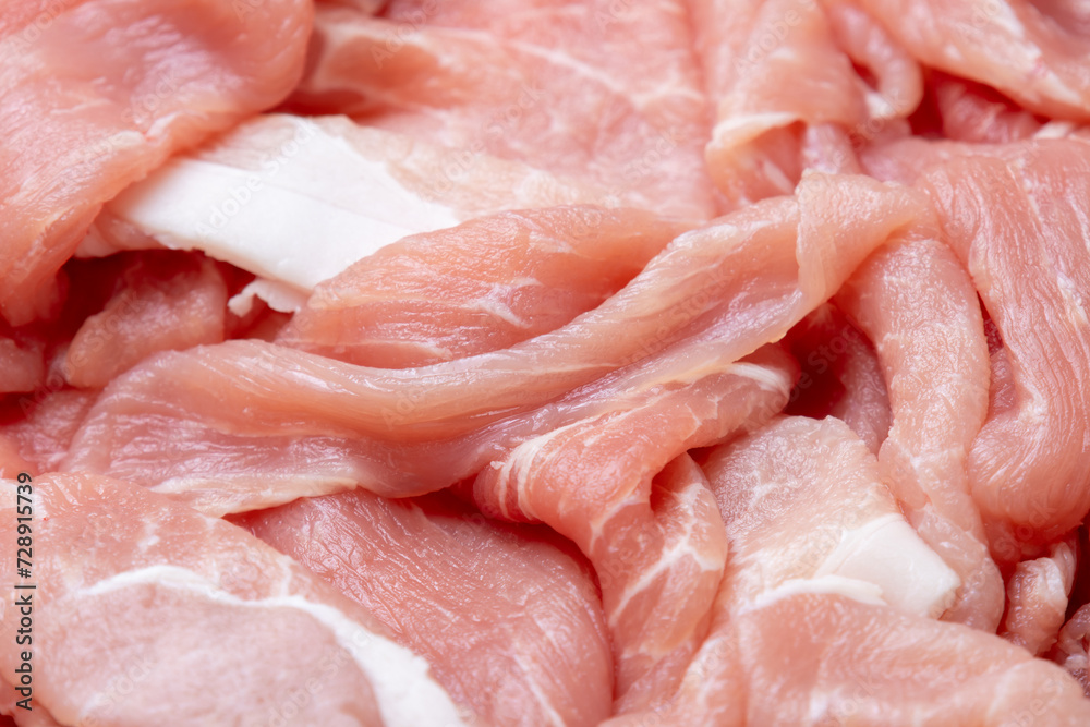 豚肉(もも切り落とし)のアップ。