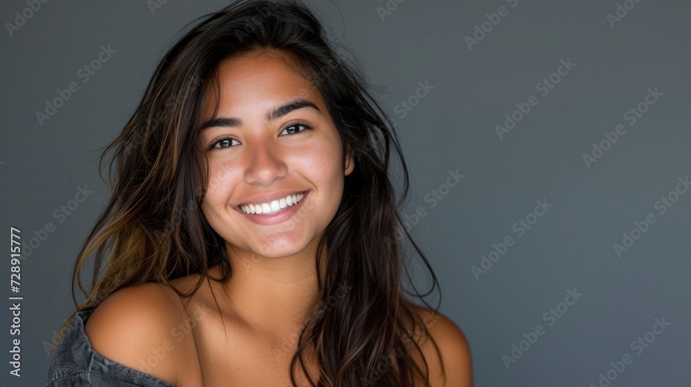 beautiful woman with latina features smiling with background beautiful woman with latina features smiling with background