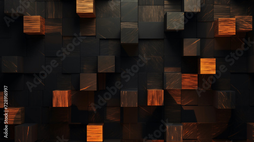 background image of a textured wall with wooden squares or rectangles protruding out in a 3d sound-dampening high-end wall art installation