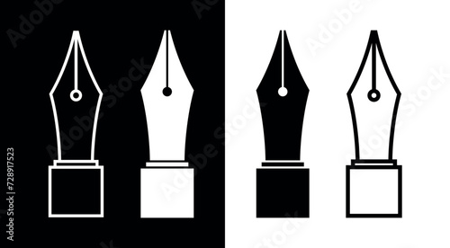 Set of icons Iron pen for writing. Symbol of literacy or writing. An attribute of a writer or writing, literature or calligraphy.