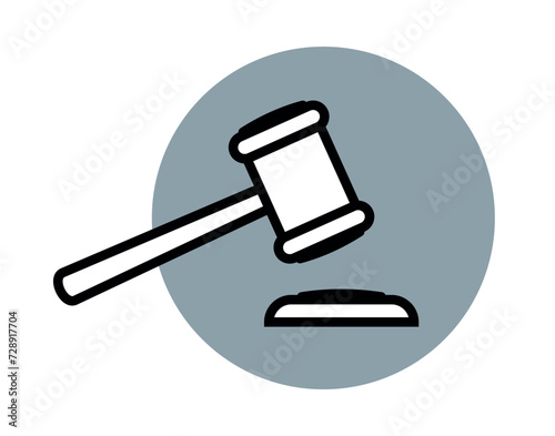 Judge gavel icon. Symbol of justice, decision, sentence or trial. Attribute of laws, lawyer or auction and bidding.