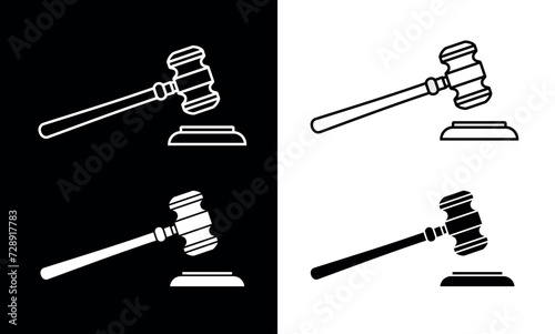 Judge gavel icon. Symbol of justice, decision, sentence or trial. Attribute of laws, lawyer or auction and bidding.
