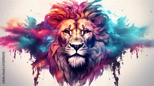 low poly lion vector isolated with smoke illustration