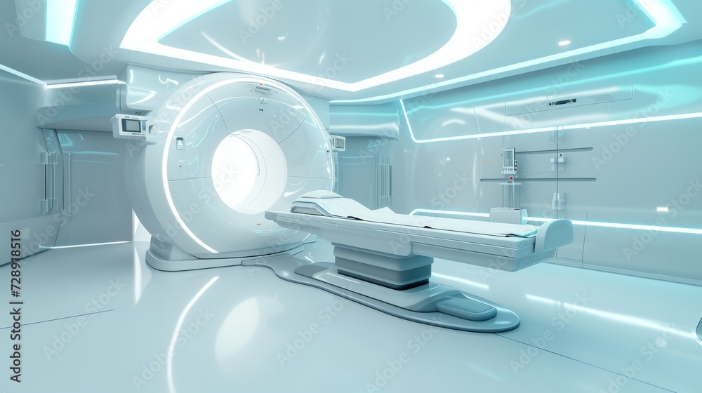 The interiors of the MRI room feature modern technology, The interiors of the MRI room feature modern technology,