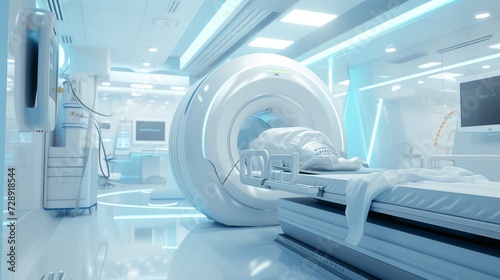 The interiors of the MRI room feature modern technology, photo