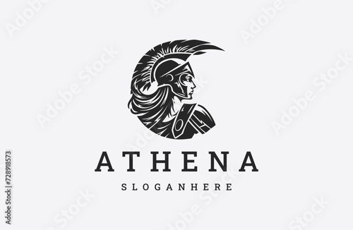 Goddess greek athena logo icon design template.