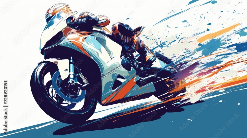 500cc motorcycle racing geometry in vector on red and white background.
