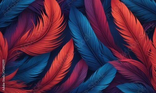 Feathered Shapes in Red Indigo