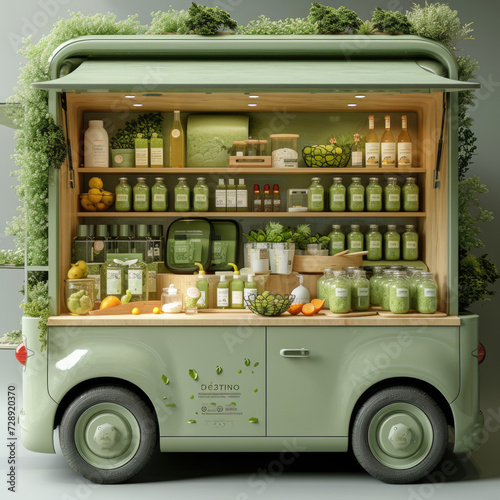 Refreshing Mint Green Juice Truck with Eco-Friendly Design